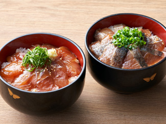 新潟まえた　日本海産鯛とさごしの漬け丼セット写真